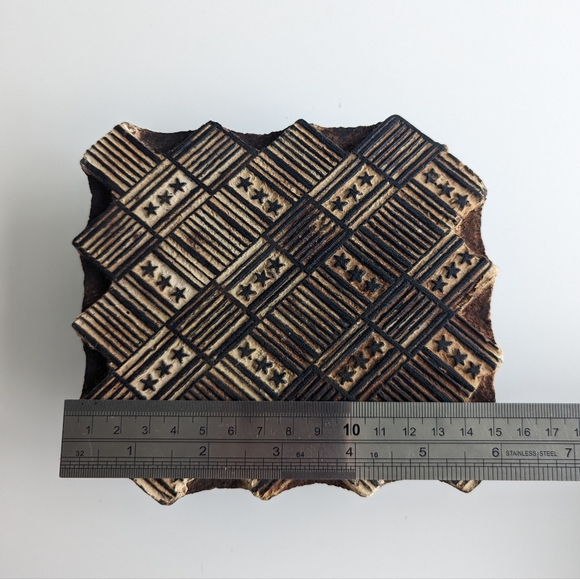 Vintage Hand-Carved Indian Wooden Textile Fabric Printing Block India - Picture 12 of 14